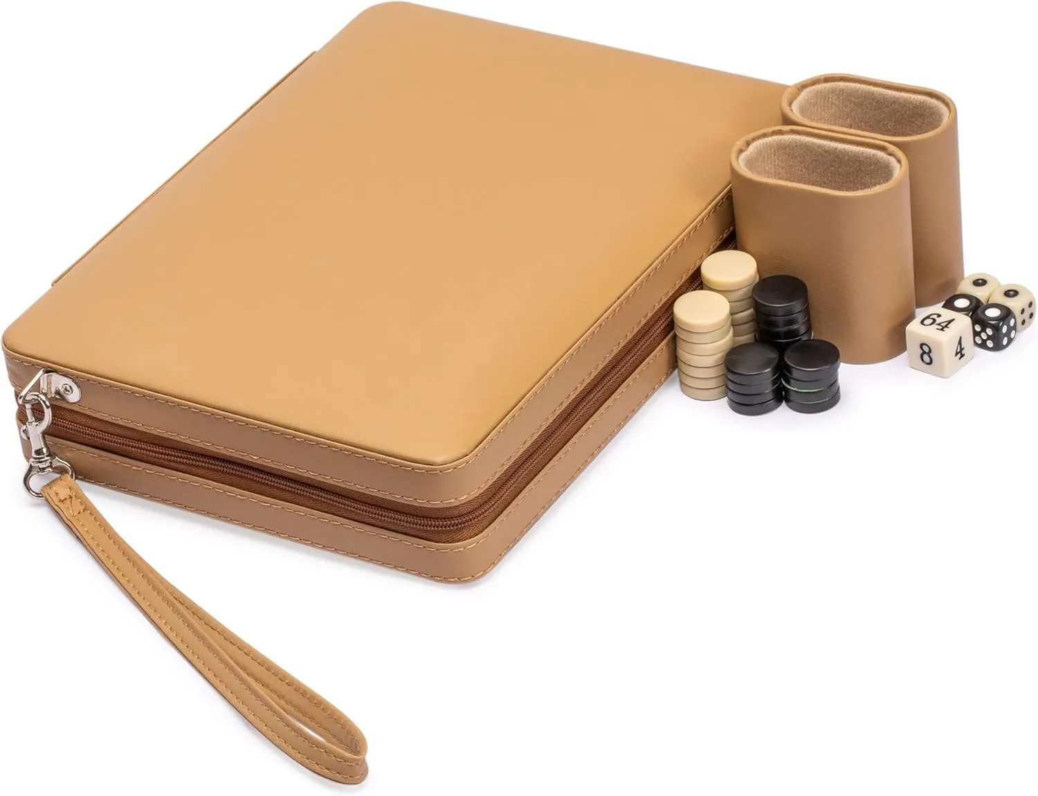 Yellow Mountain Imports Travel Magnetic Leatherette Backgammon Mini Game Set, Bozcaada - with Magnetic Checkers, 9-inch Board