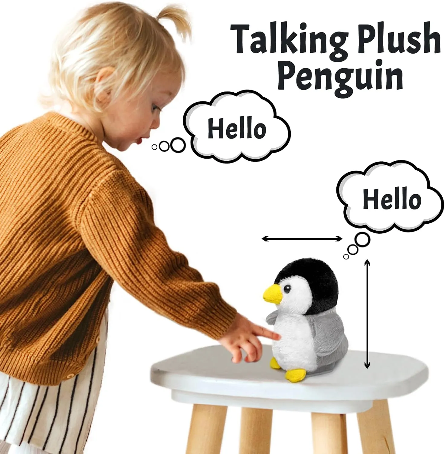 YH YUHUNG Talking Penguin Plush Toy - Interactive Plush Animal Repeating Kids Toy