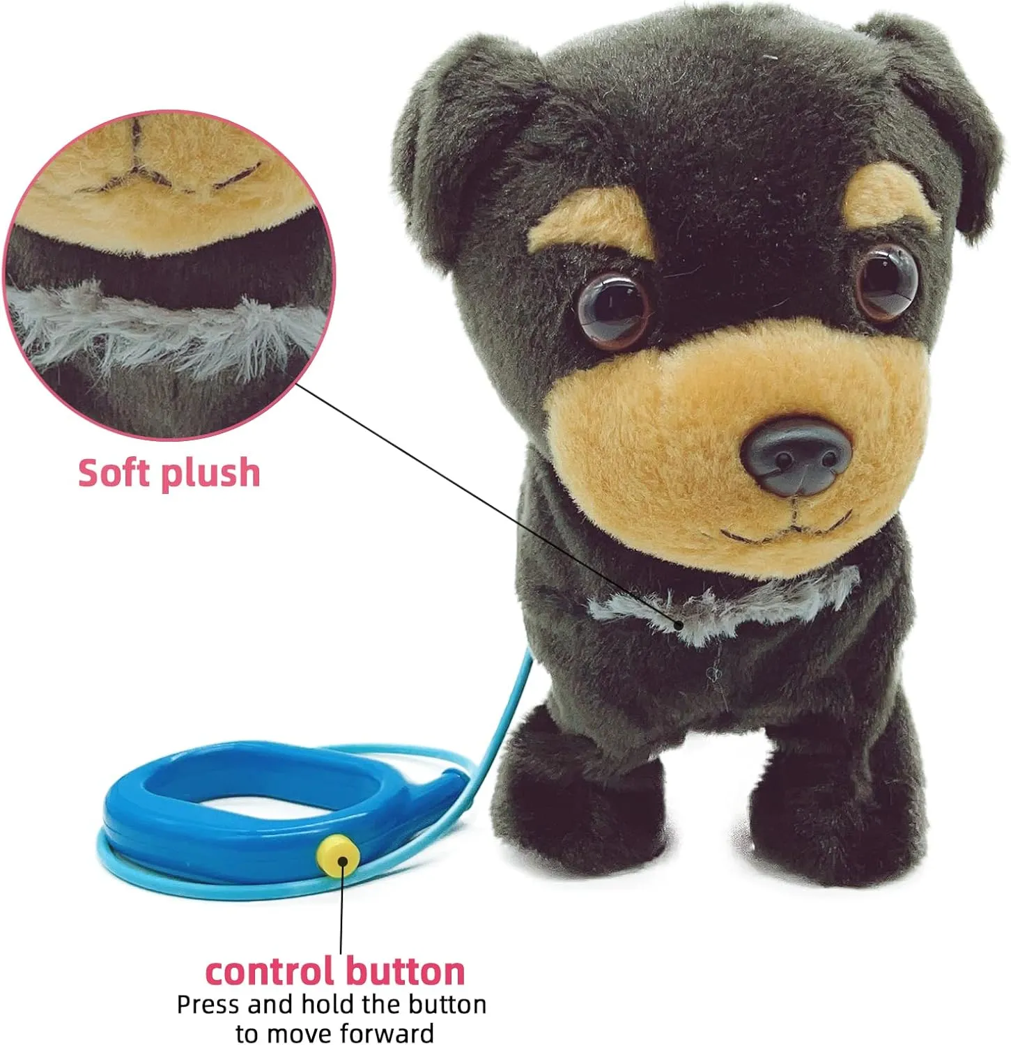 YH YUHUNG Walking and Barking Toy Dog with Remote Control Leash Puppy Interactive Stuffed Animated Dog Toys for Kids Gift(Black)