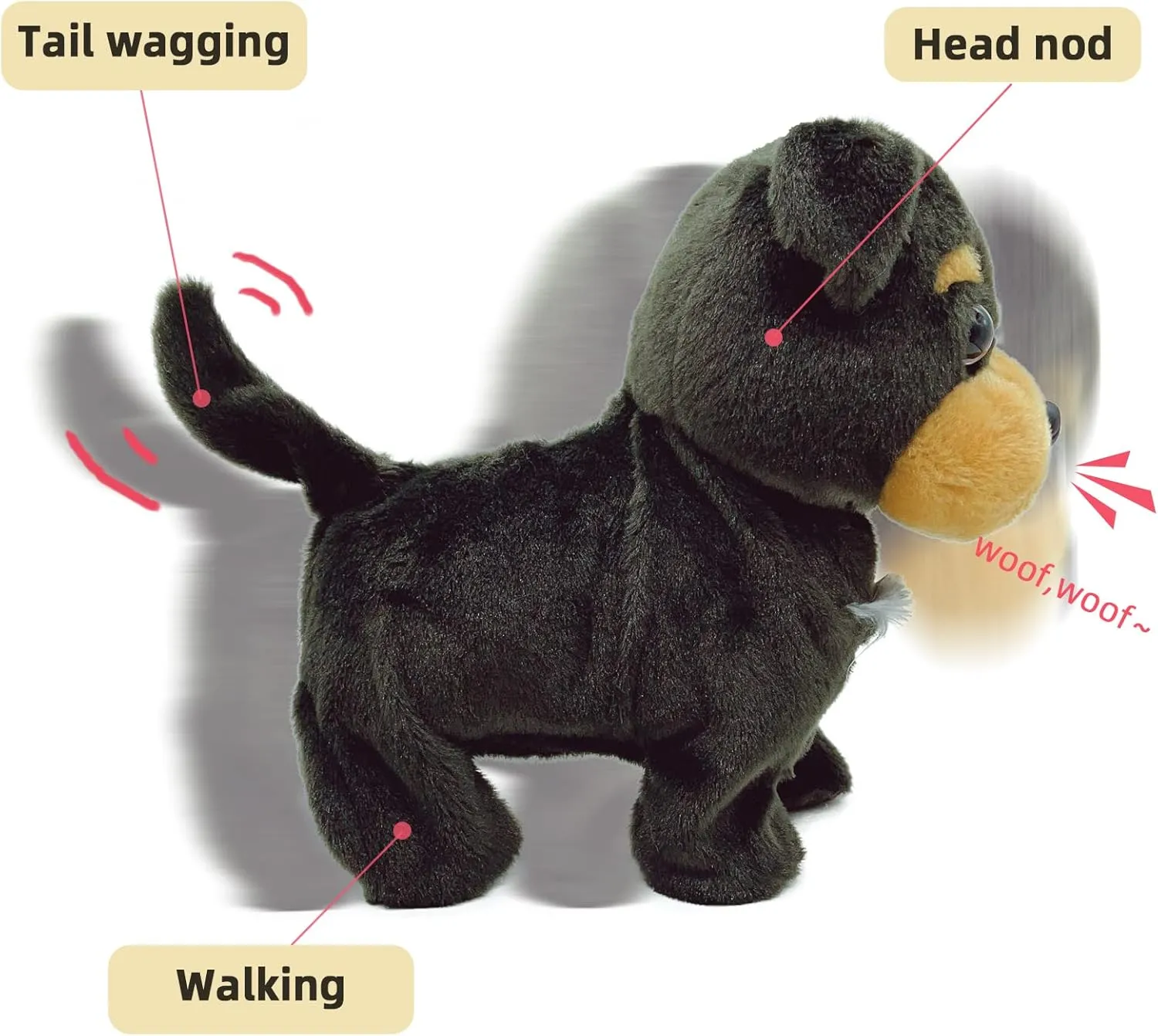 YH YUHUNG Walking and Barking Toy Dog with Remote Control Leash Puppy Interactive Stuffed Animated Dog Toys for Kids Gift(Black)