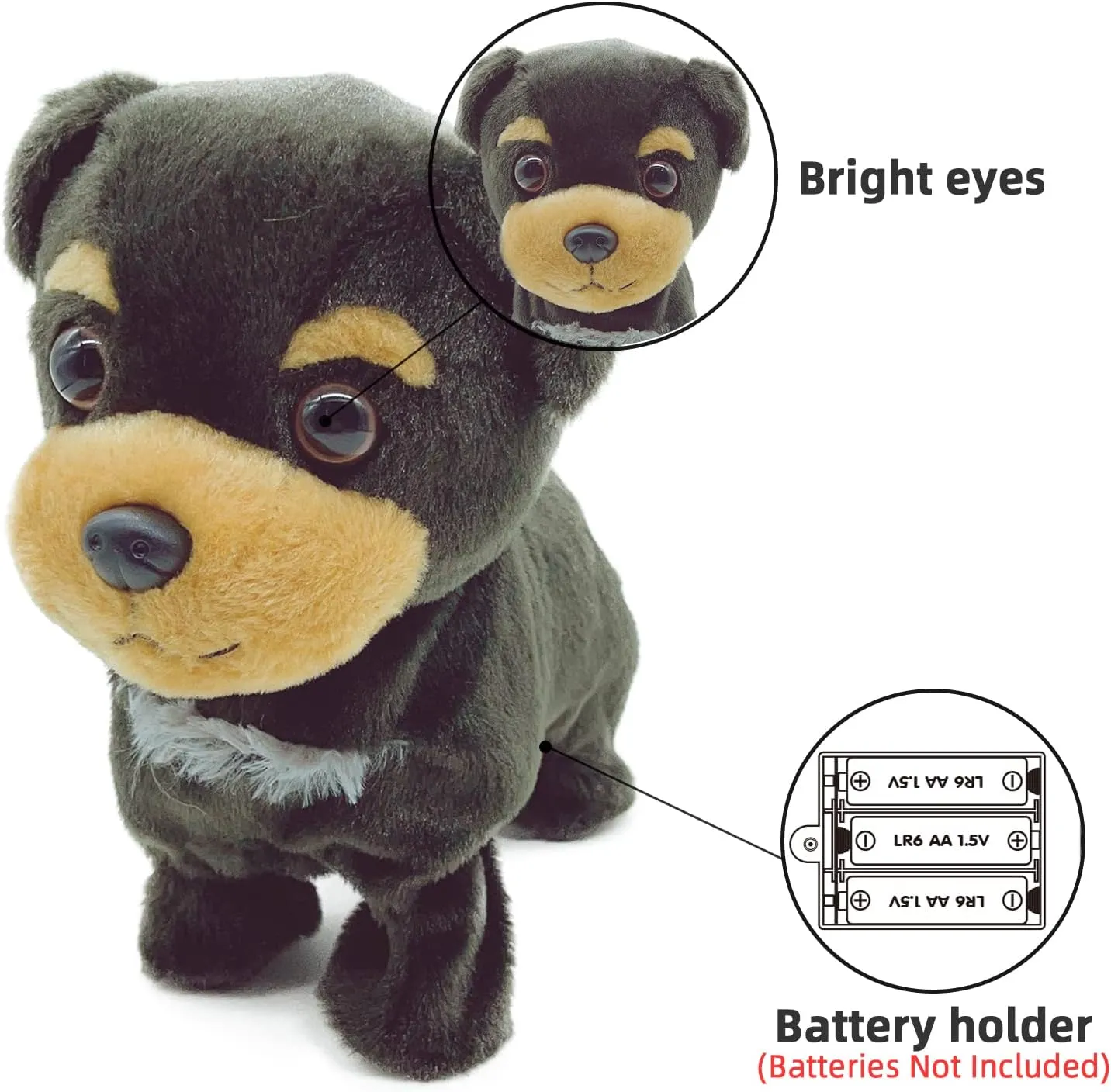 YH YUHUNG Walking and Barking Toy Dog with Remote Control Leash Puppy Interactive Stuffed Animated Dog Toys for Kids Gift(Black)