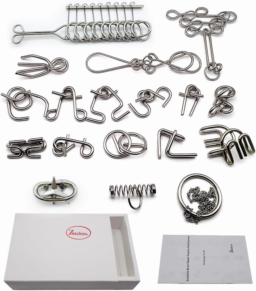 Zooshine 18 Sets Metal Brain Puzzles Teasers IQ Toys,Metal Puzzles Games for Adults Kids