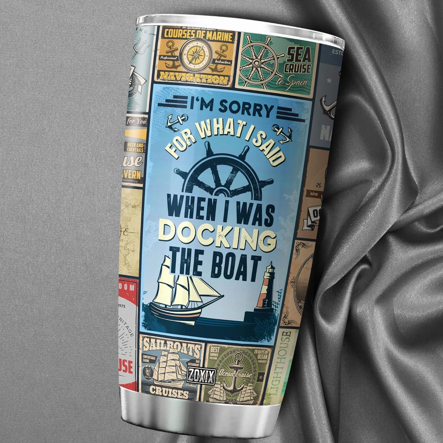 ZOXIX Im Sorry For What I Said When I Was Docking The Boat Tumblers For Men Funny Boating Gifts Nautical Coffee Cup With Lid 20oz Captain Boat Stainless Steel Mug For Sailor Seaman
