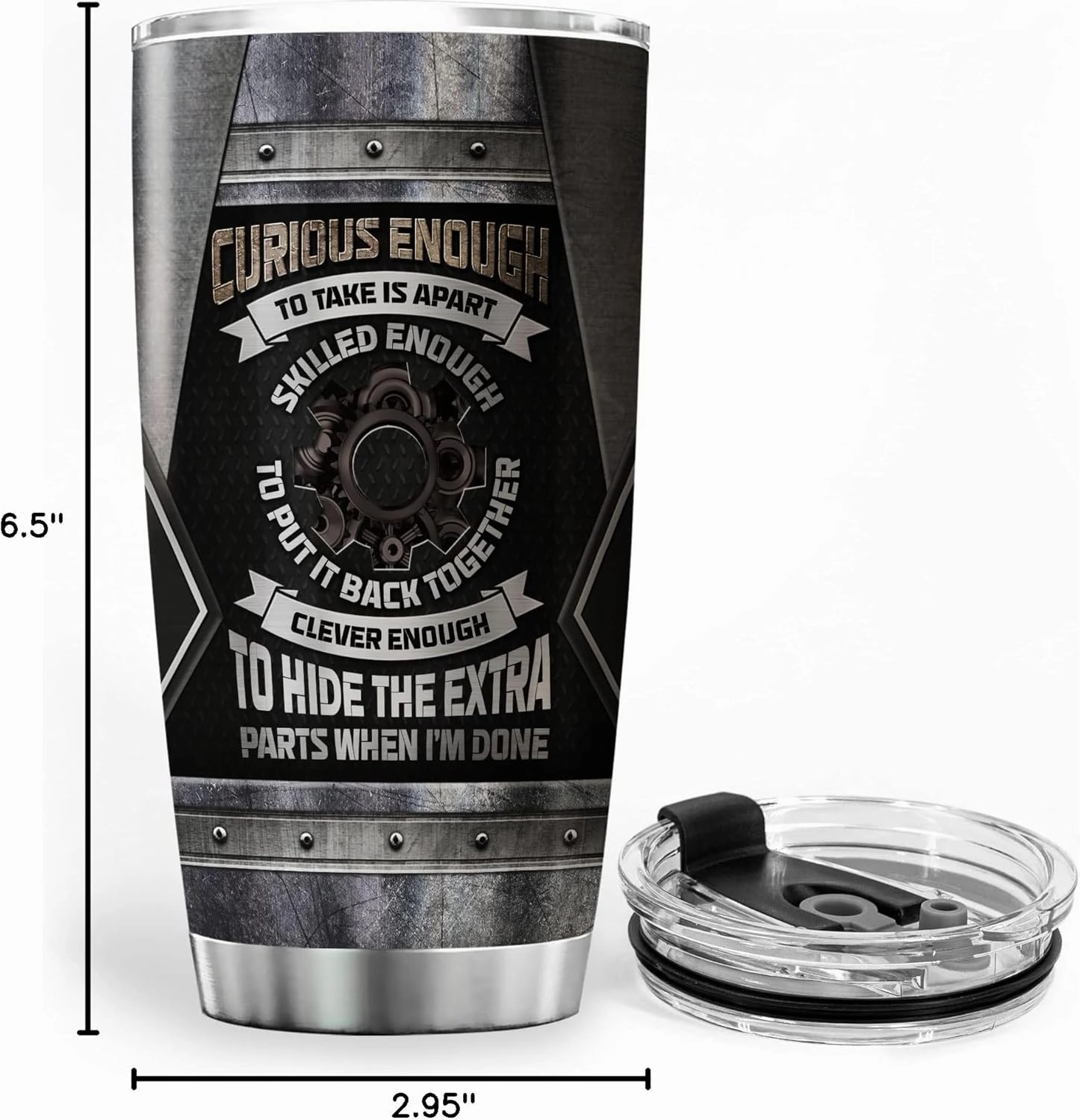 ZOXIX Mechanic Tumbler For Men 20oz Novelty Skull Gift For Mechanical Engineers Stainless Steel Travel Cup With Lid Engineering Handyman Coffee Mug Gift For Mechanics Technicians