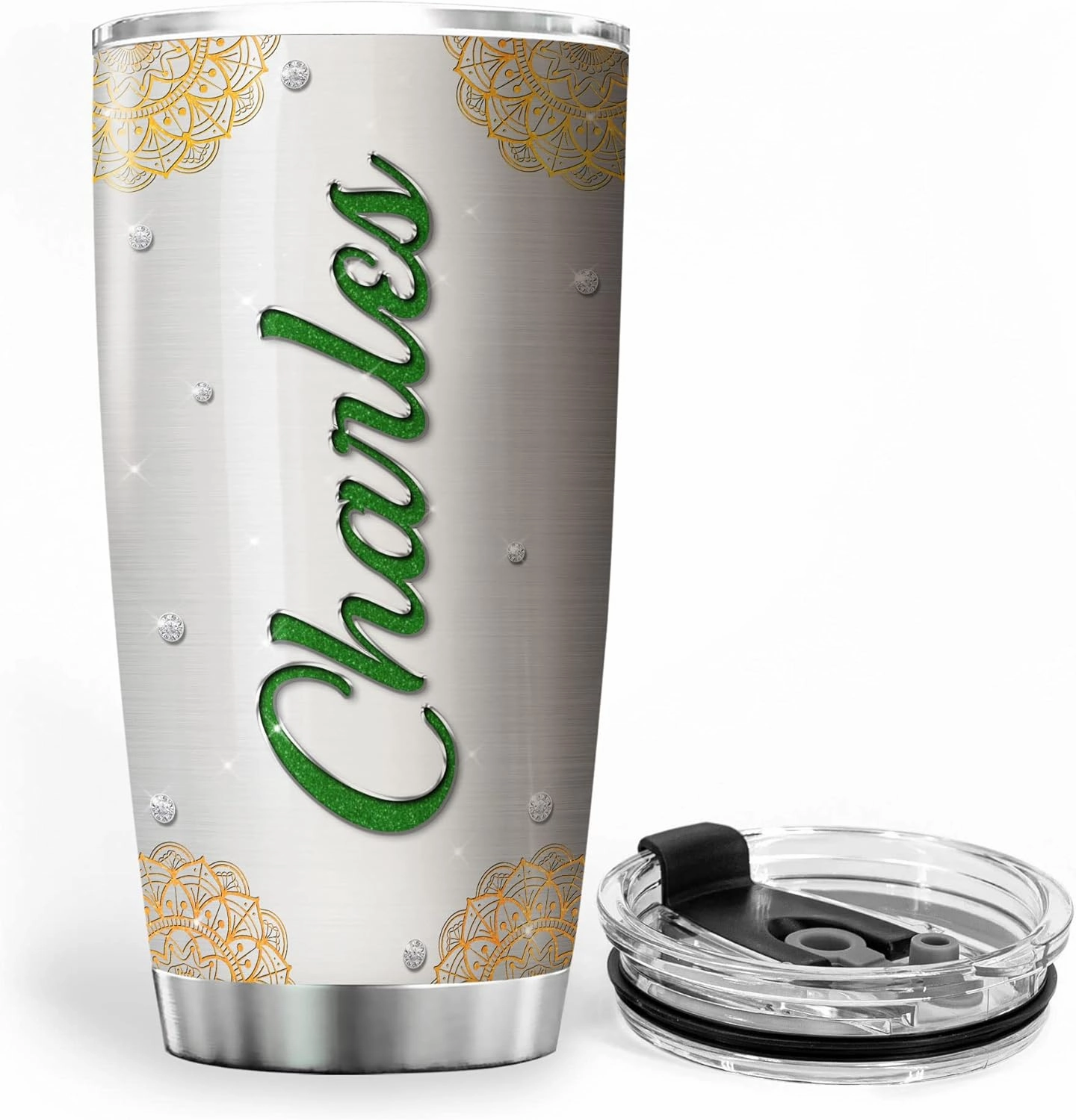 ZOXIX Personalized Gnome Tumbler With Name Customized Gnome Gift Sunflower Mandala Cute Gnomie Coffee Cup With Lid 20oz Stainless Steel Travel Mug Christmas Birthday Present