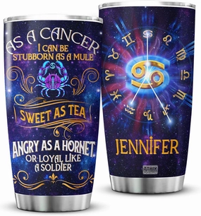 ZOXIX Personalized Tumbler 20 Oz Custom Zodiac Cup With Name Astrological Sign Constellation Birthday Gift Galaxy Aries Gemini Leo Virgo Libra Taurus Scorpio Cancer Astrology Mug