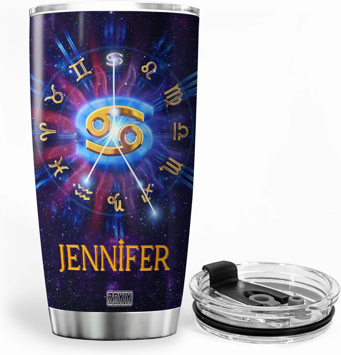 ZOXIX Personalized Tumbler 20 Oz Custom Zodiac Cup With Name Astrological Sign Constellation Birthday Gift Galaxy Aries Gemini Leo Virgo Libra Taurus Scorpio Cancer Astrology Mug
