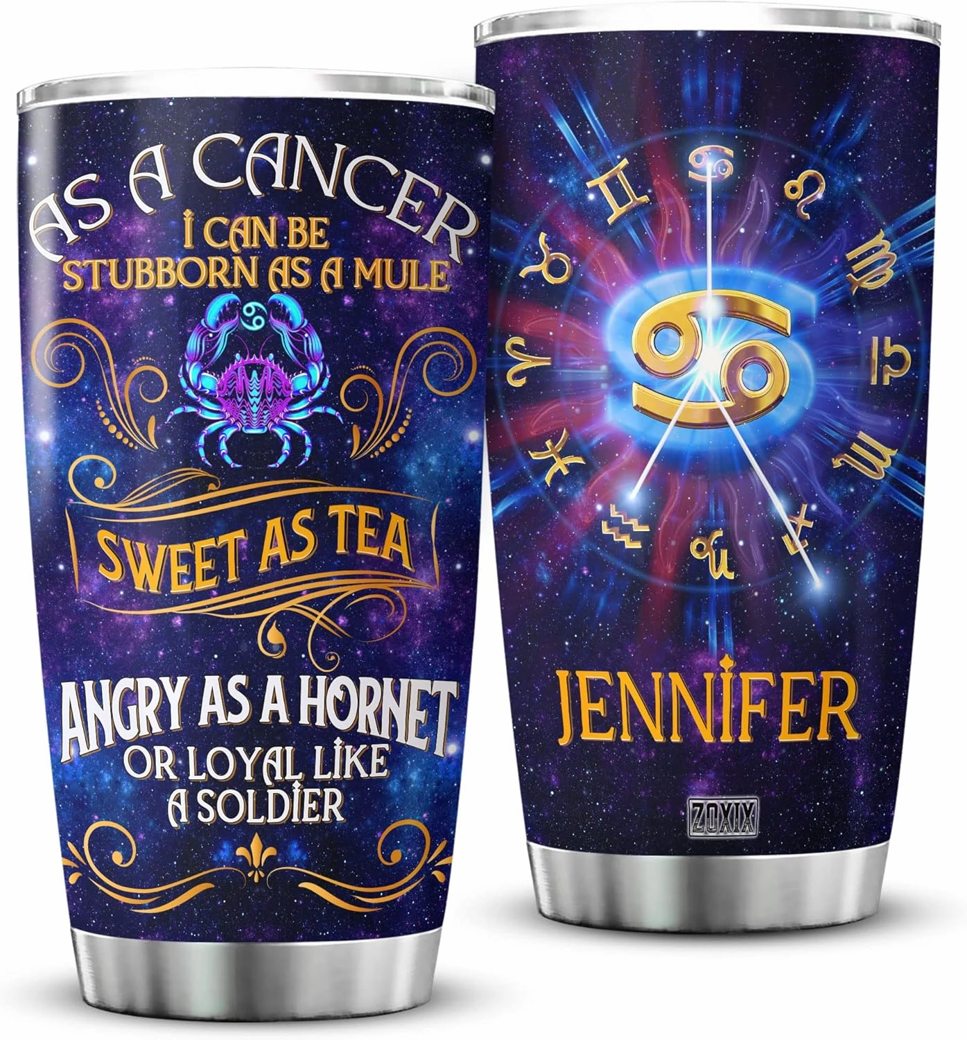 ZOXIX Personalized Tumbler 20 Oz Custom Zodiac Cup With Name Astrological Sign Constellation Birthday Gift Galaxy Aries Gemini Leo Virgo Libra Taurus Scorpio Cancer Astrology Mug