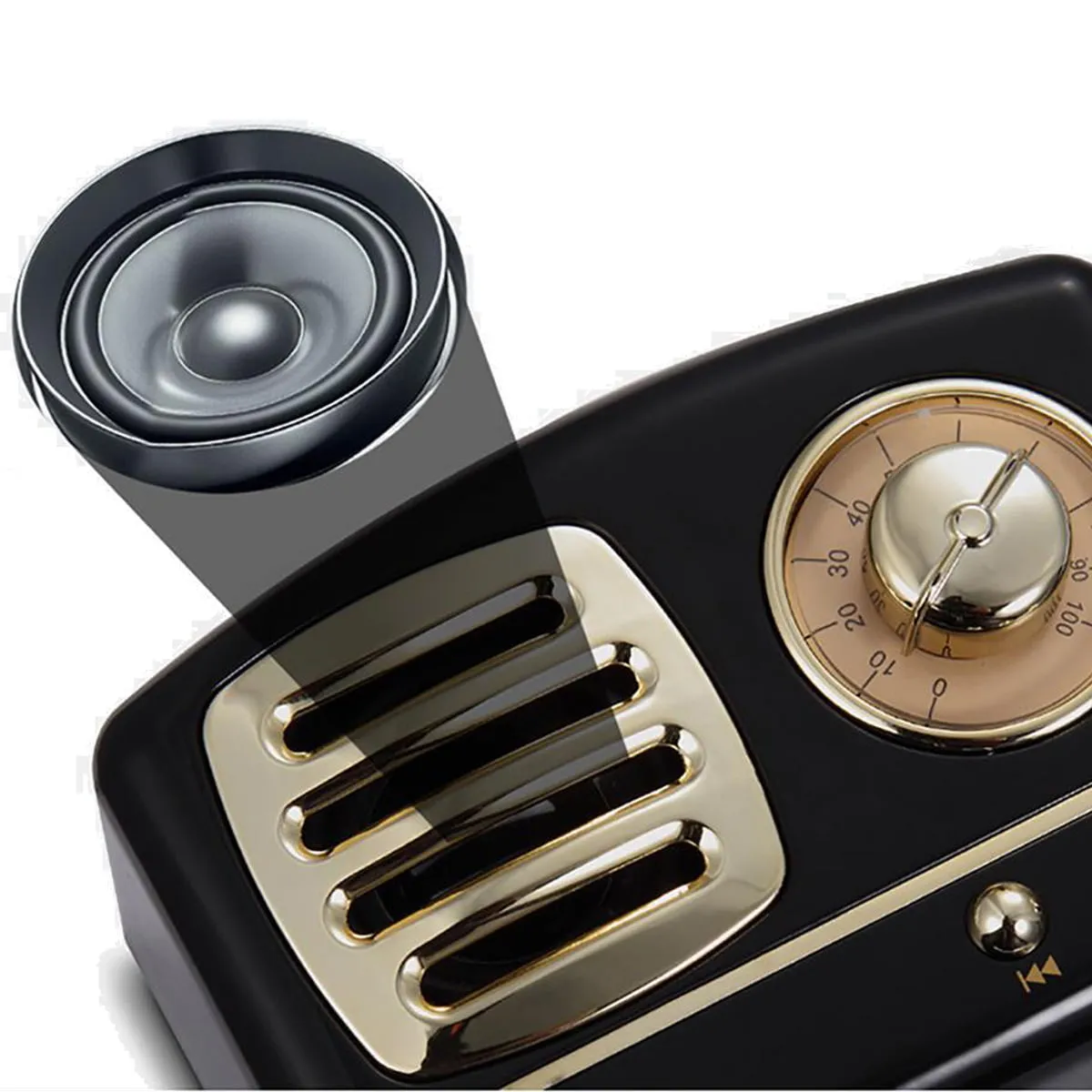 Zunammy 80s Style Retro Vintage Mini Bluetooth Speaker | Small and Easy to Carry - White